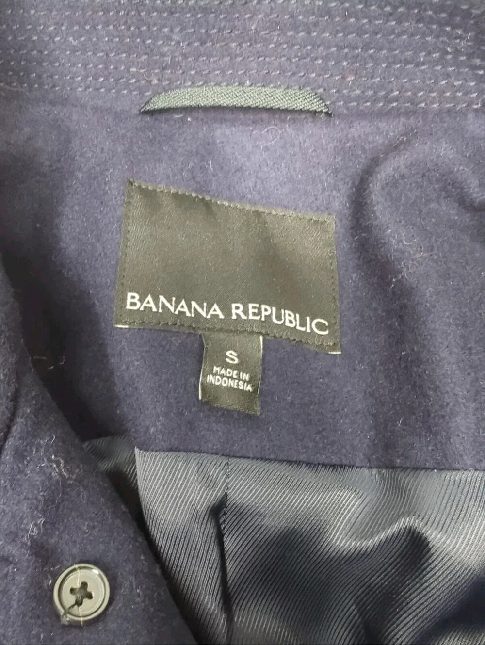 Banana Republic Italian Wool Car Coat Jacket Mens Small 40 Navy Mario Bellucci